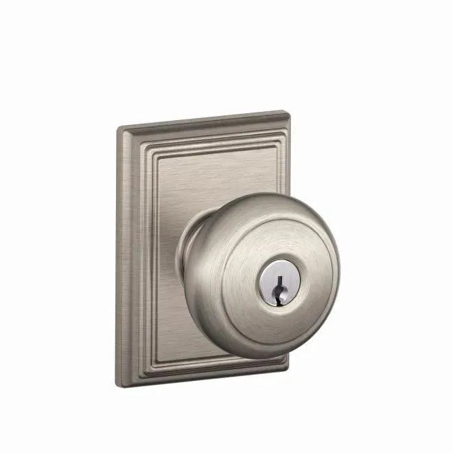 Schlage Andover Knob with Addison Rosette Satin Nickel