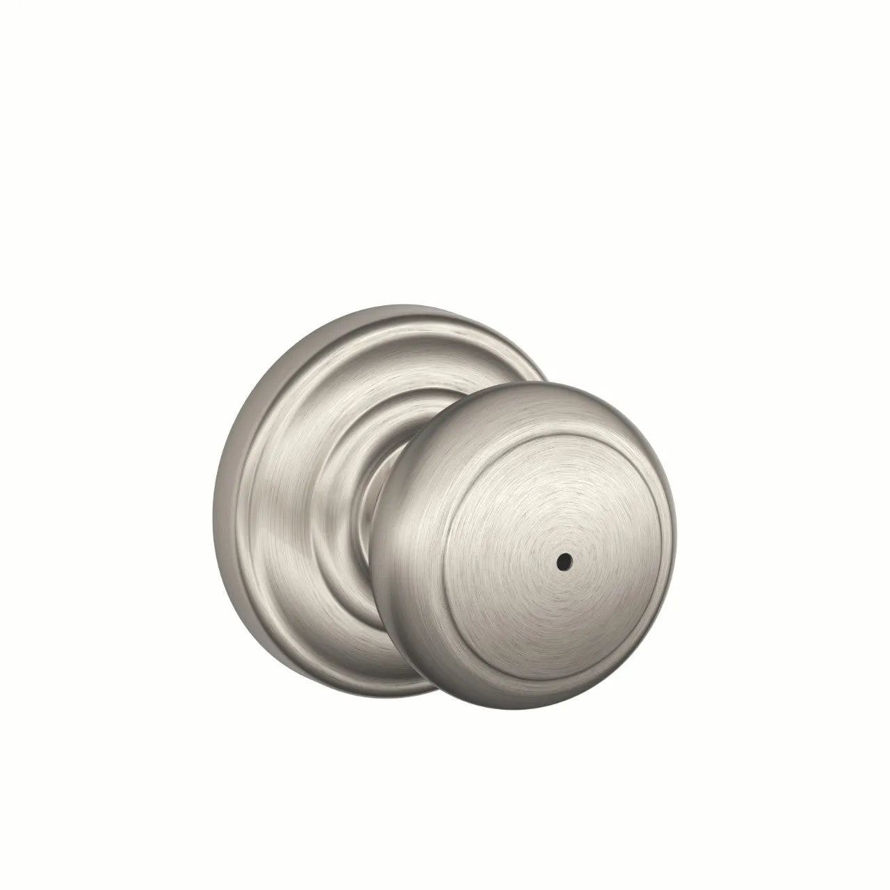 Schlage Andover Knob with Andover Rosette Satin Nickel