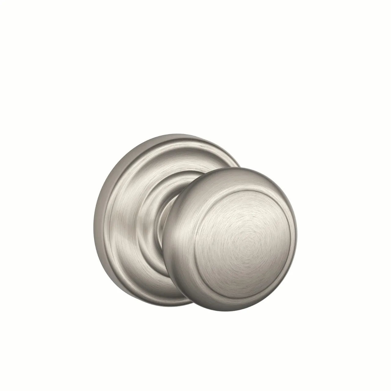 Schlage Andover Knob with Andover Rosette Satin Nickel
