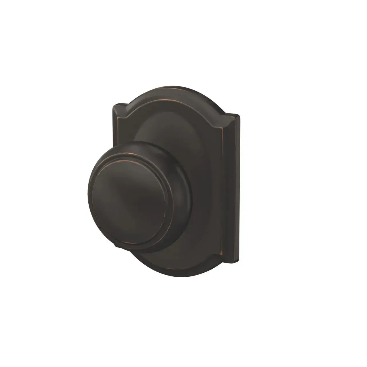 Schlage Andover Knob with Camelot Rosette in Aged Bronze finish