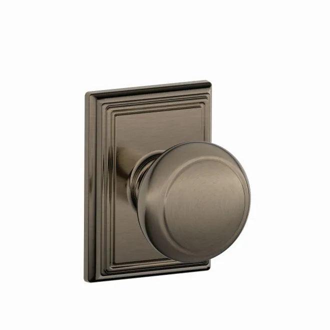 Schlage Andover Passage Knob With Addison Rosette Antique Pewter