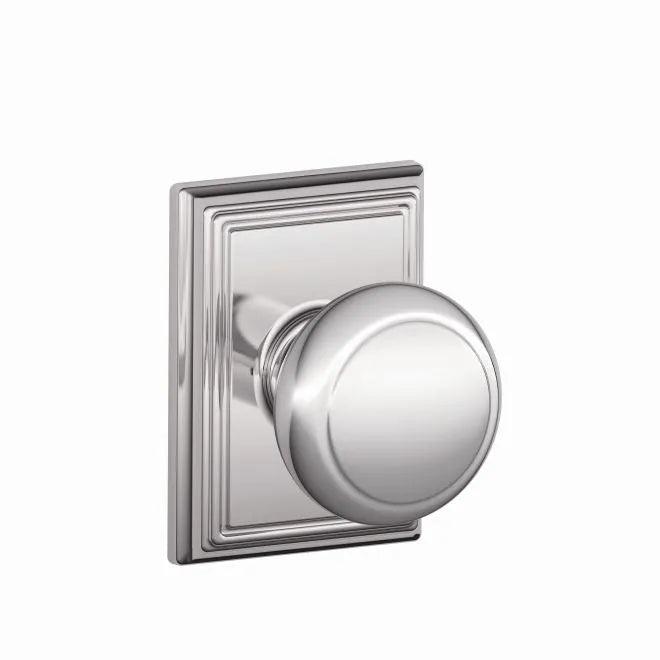 Schlage Andover Passage Knob With Addison Rosette Bright Chrome