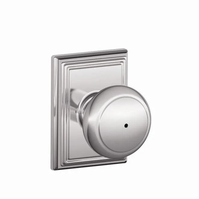 Schlage Andover Privacy Knob With Addison Rosette Bright Chrome