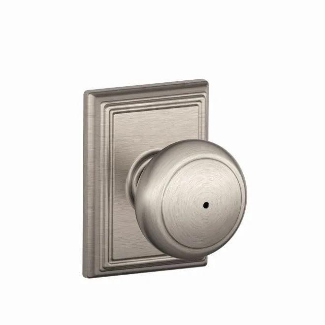 Schlage Andover Privacy Knob With Addison Rosette Satin Nickel