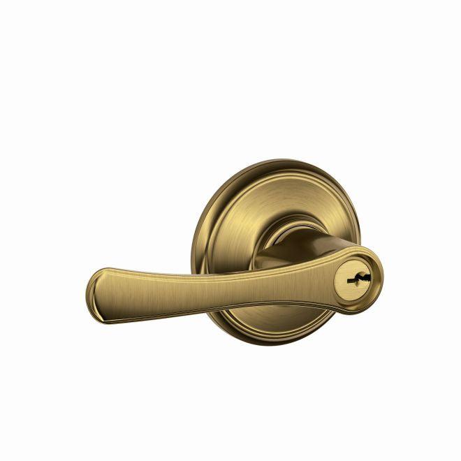 Schlage Avila Lever Keyed Entry Lock in Antique Brass finish