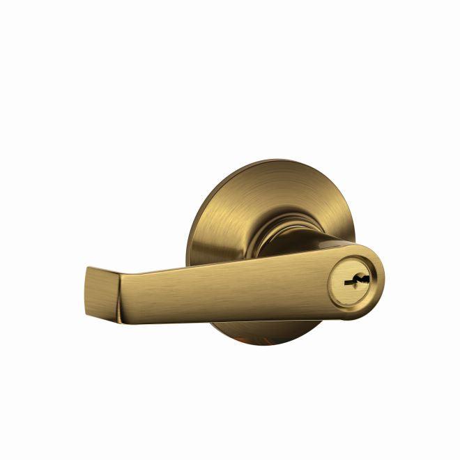 Schlage Elan Keyed Entry Lever in Antique Brass finish