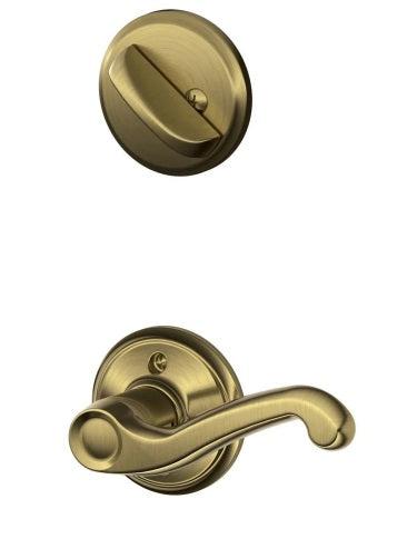 Schlage Left Hand Flair Lever Interior Active Trim - Exterior Handleset Sold Separately in Antique Brass finish