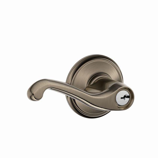 Schlage Flair Lever Keyed Entry Lock in Antique Pewter finish