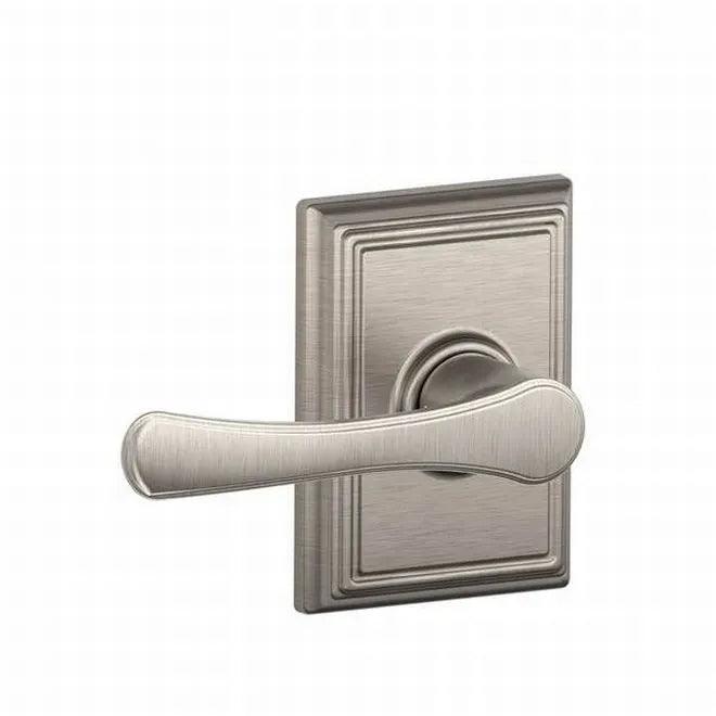 Schlage Avila Dummy Lever With Addison Rosette Interior Trim - Exterior Handleset Sold Separately in Satin Nickel finish