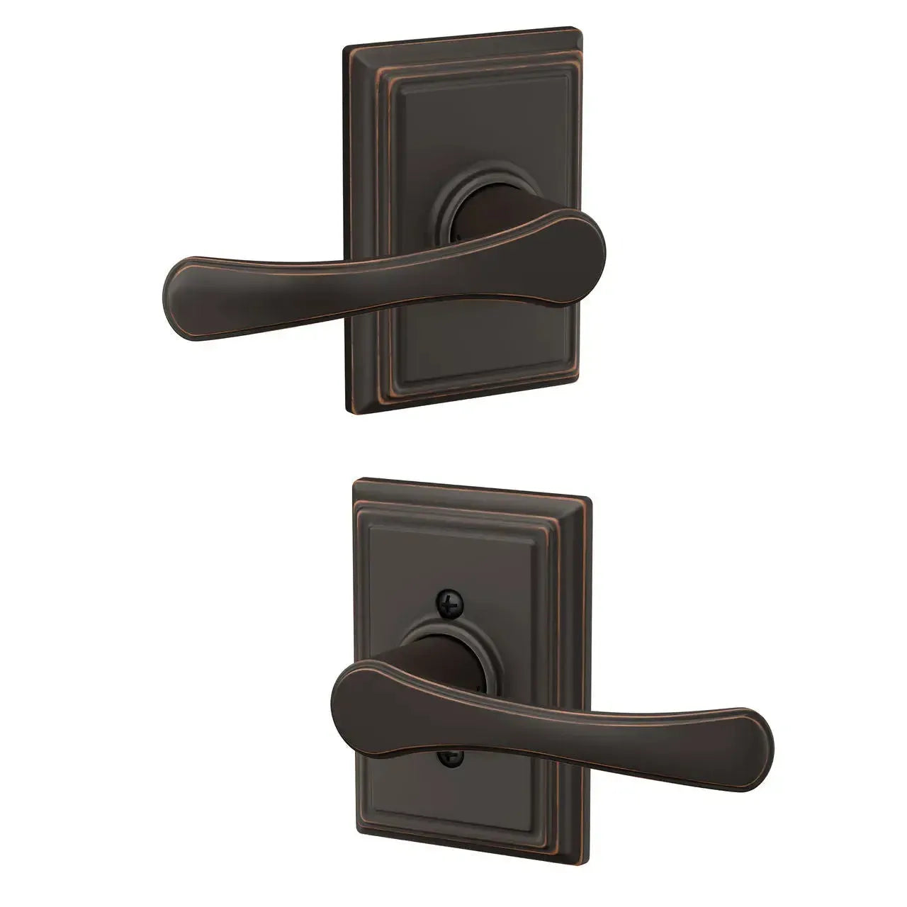 Schlage Avila Lever with Addison Rosette in Aged Bronze finish