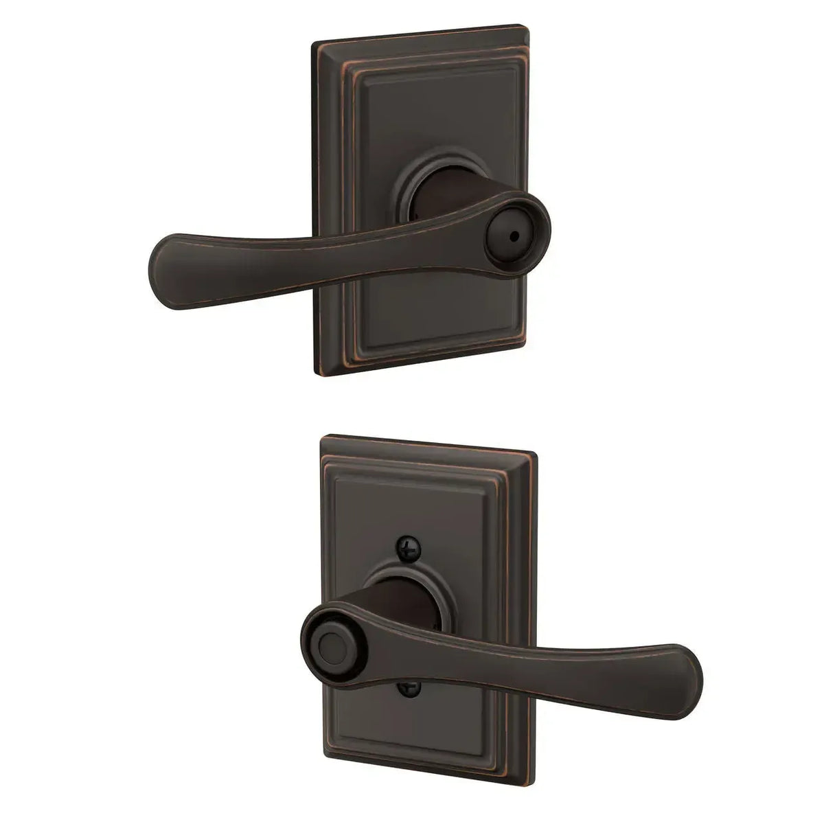 Schlage Avila Lever with Addison Rosette in Aged Bronze finish
