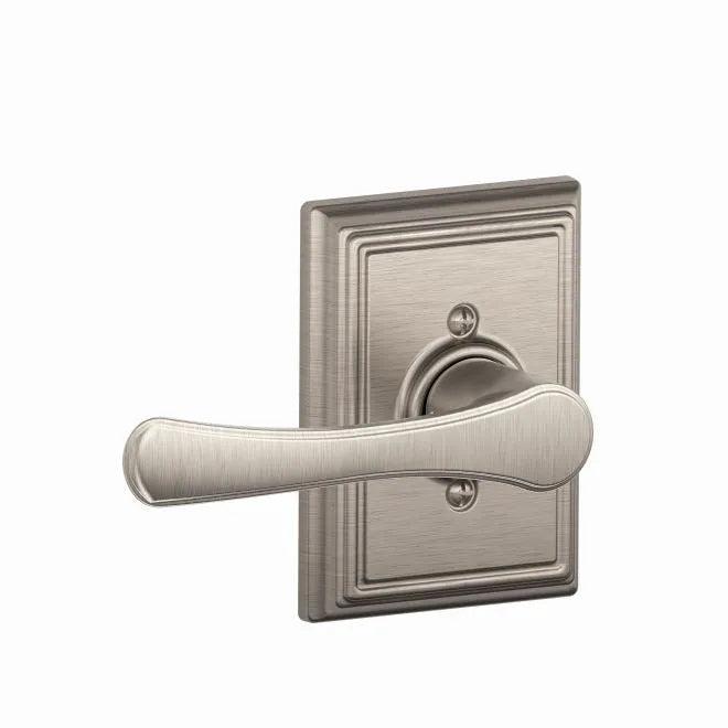 Schlage Avila Lever With Addison Rosette Half Dummy in Satin Nickel finish