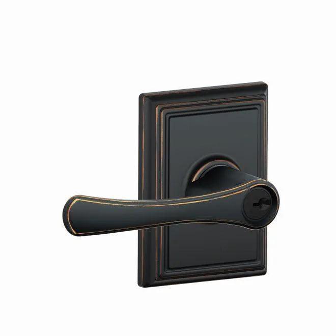Schlage Avila Lever With Addison Rosette Keyed Entry Lock Aged Bronze