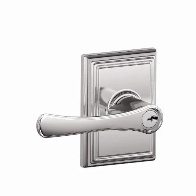 Schlage Avila Lever With Addison Rosette Keyed Entry Lock Bright Chrome