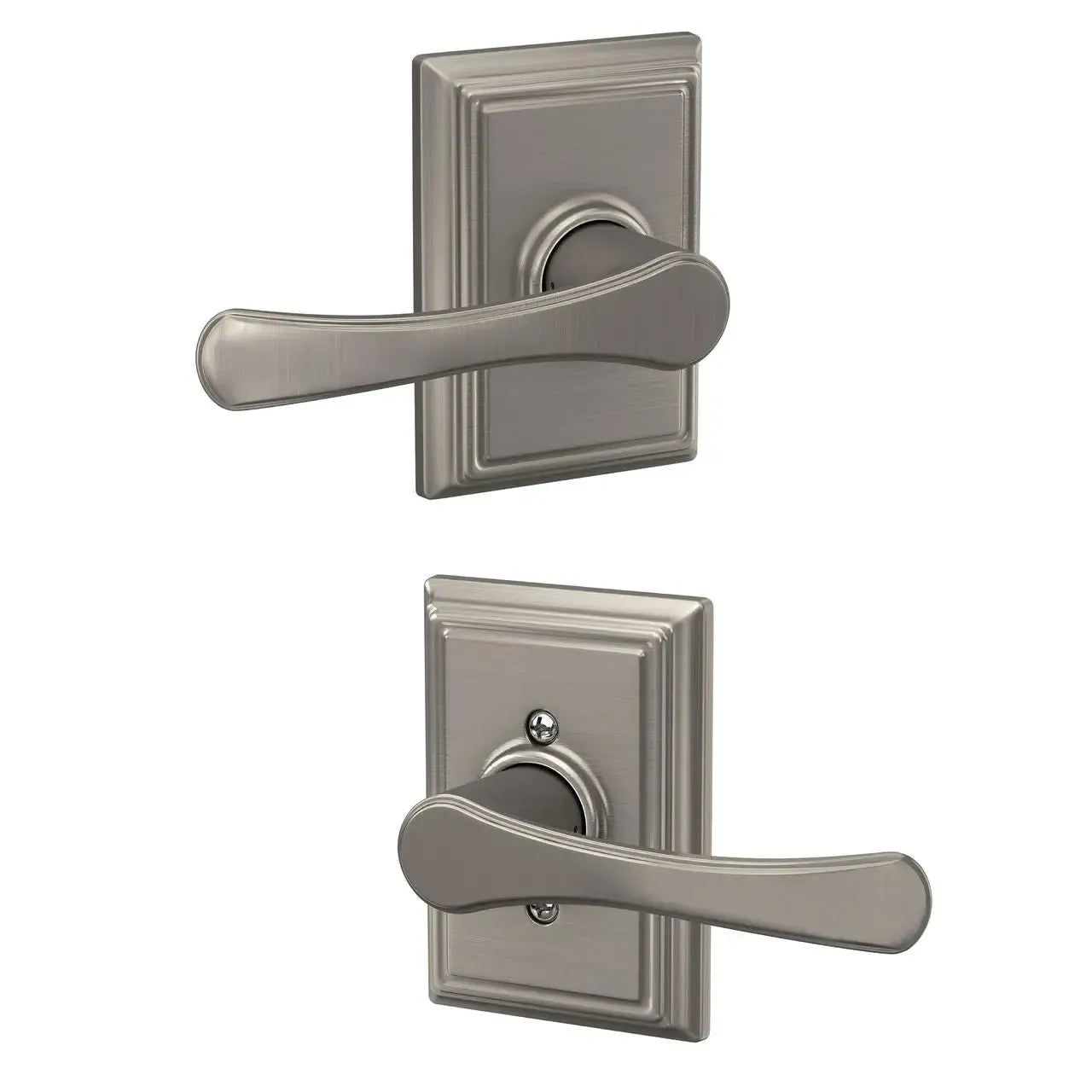 Schlage Avila Lever with Addison Rosette in Satin Nickel finish