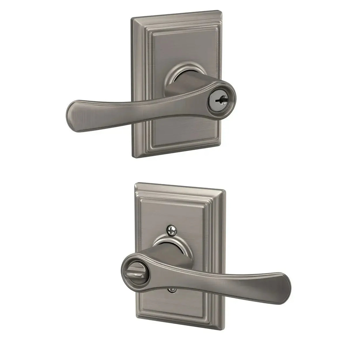 Schlage Avila Lever with Addison Rosette in Satin Nickel finish