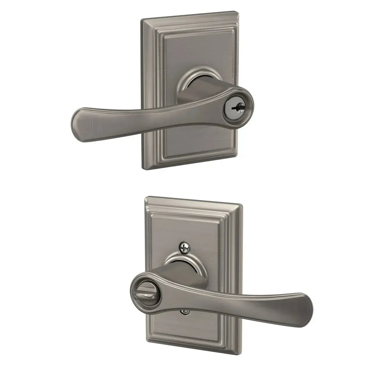 Schlage Avila Lever with Addison Rosette in Satin Nickel finish