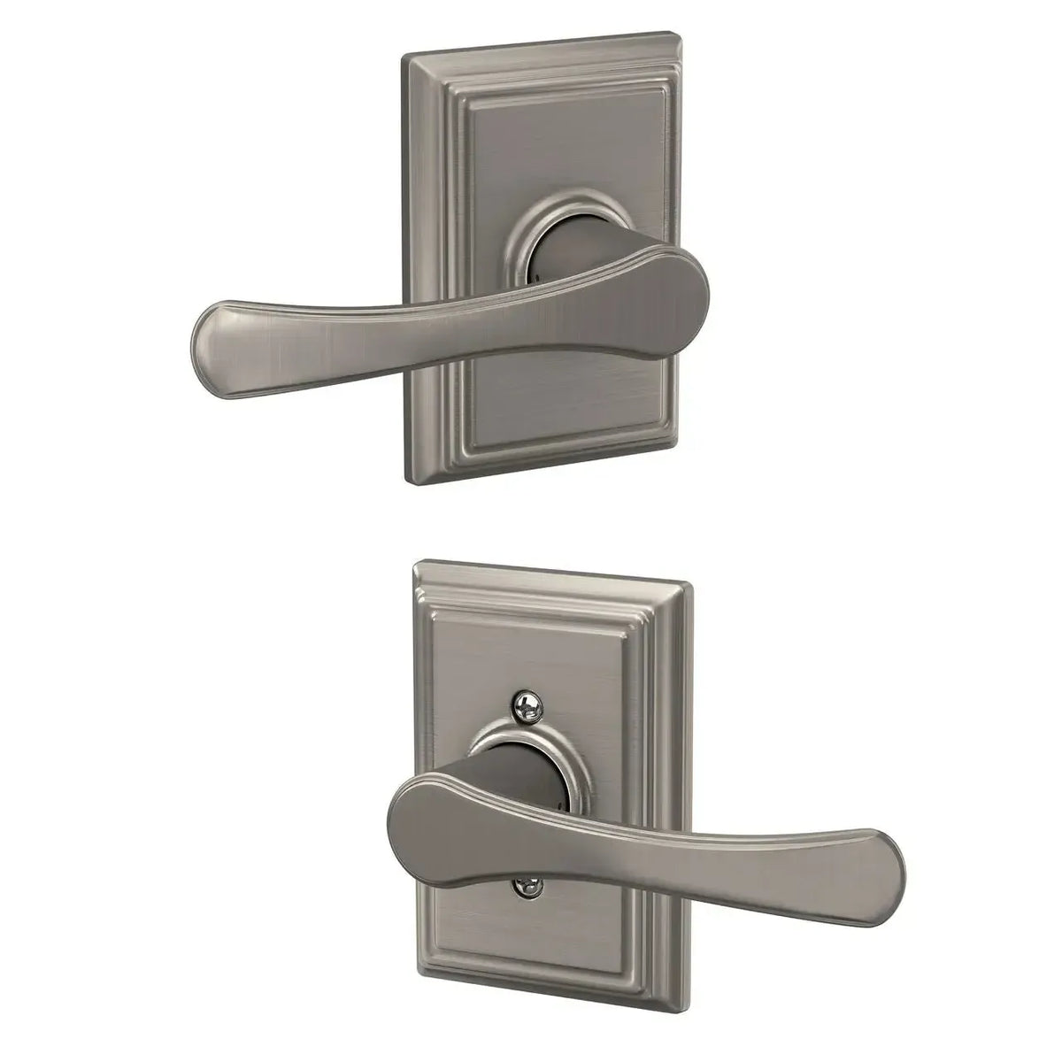 Schlage Avila Lever with Addison Rosette in Satin Nickel finish