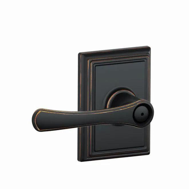 Schlage Avila Privacy Lever With Addison Rosette Aged Bronze