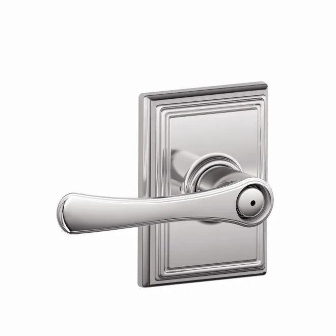 Schlage Avila Privacy Lever With Addison Rosette Bright Chrome