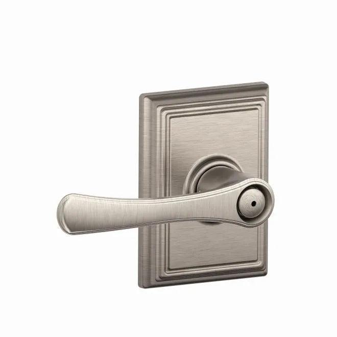 Schlage Avila Privacy Lever With Addison Rosette Satin Nickel