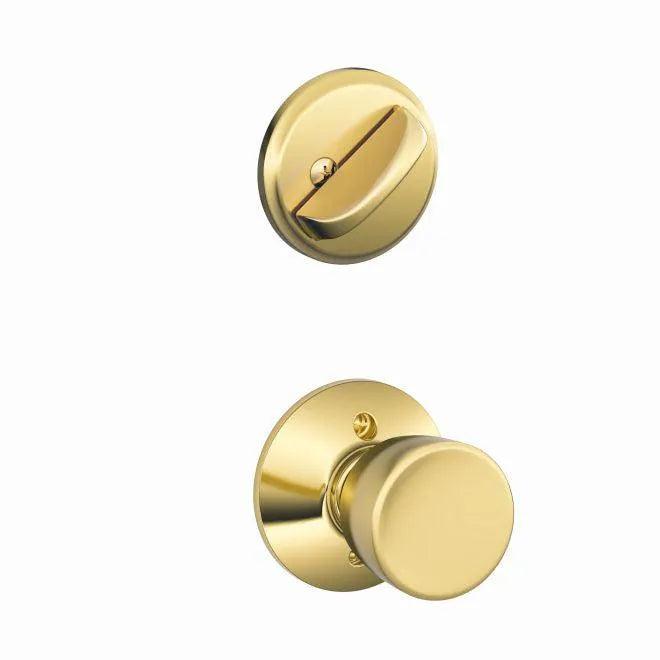 Schlage Bell Knob Interior Active Trim - Exterior Handleset Sold Separately in Bright Brass finish