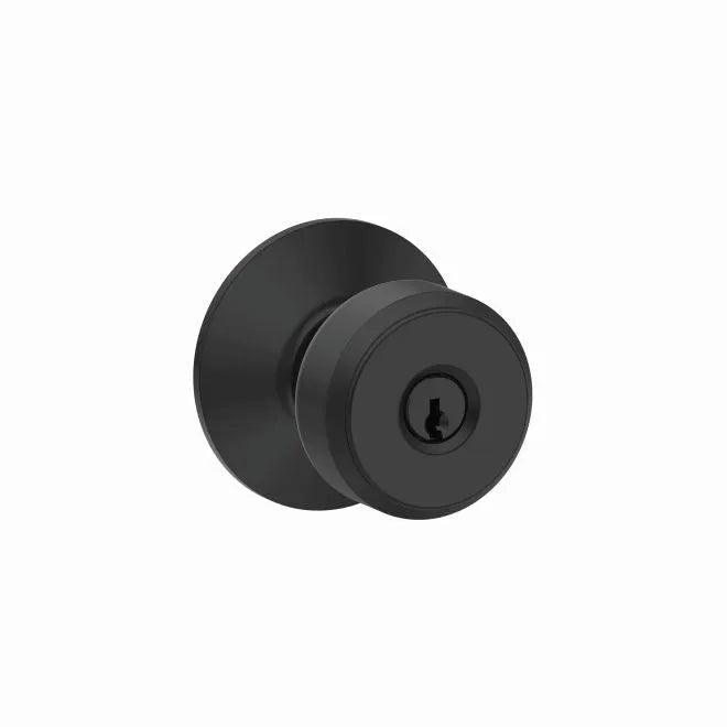 Schlage Bowery Knob Keyed Entry Lock in Flat Black finish