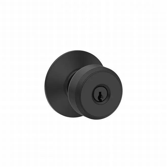 Schlage Bowery Knob Storeroom Lock in Flat Black finish