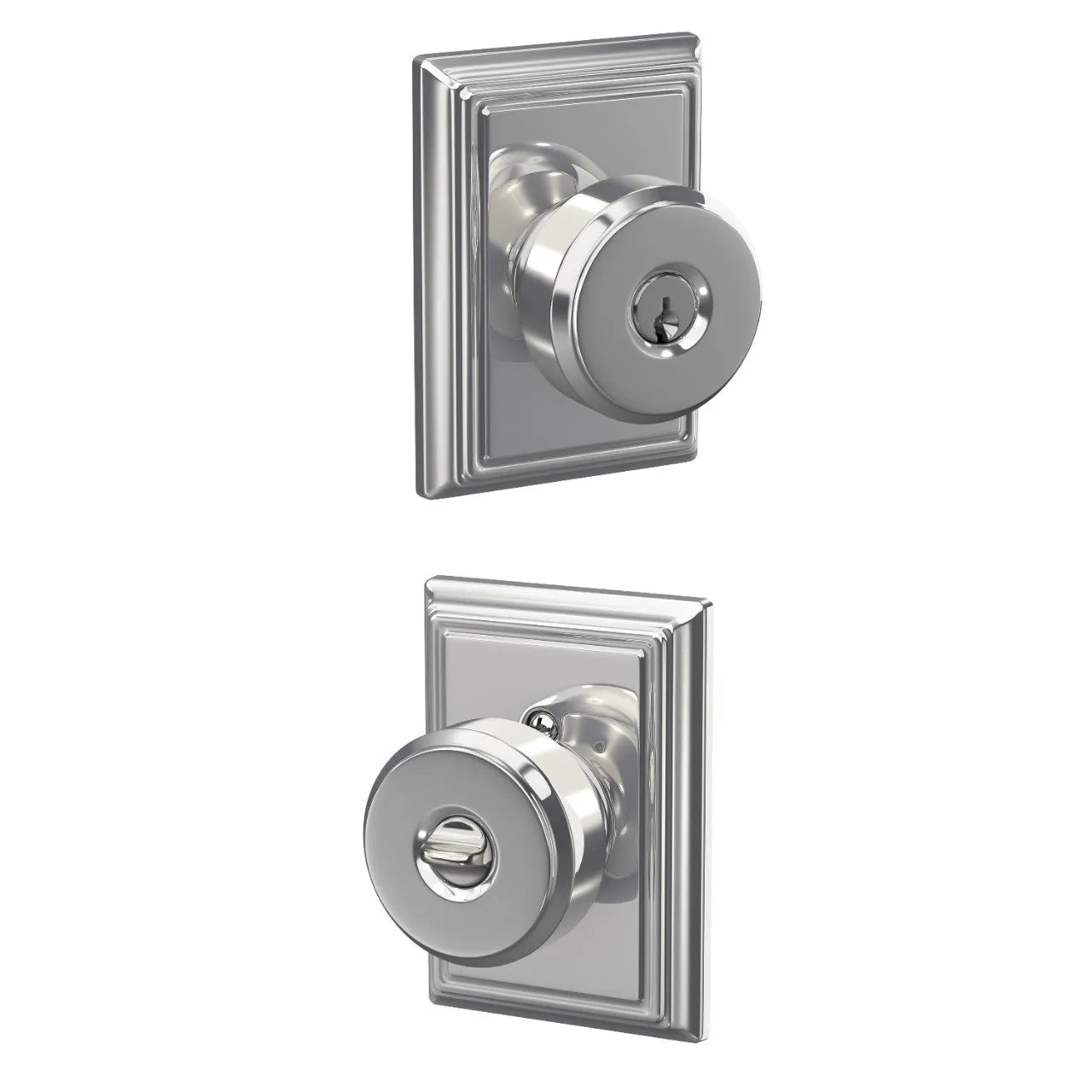 Schlage Bowery Knob with Addison Rosette Bright Chrome