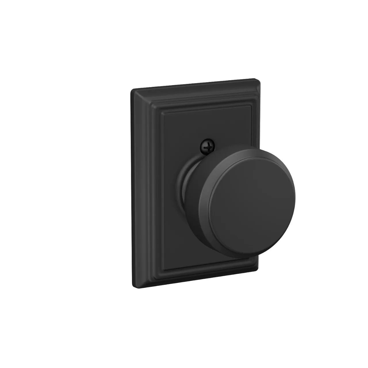 Schlage Bowery Knob with Addison Rosette Flat Black