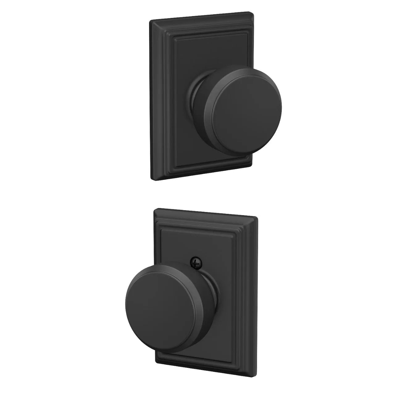 Schlage Bowery Knob with Addison Rosette Flat Black