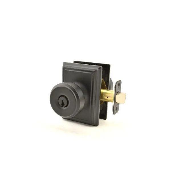 Schlage Bowery Knob With Addison Rosette Keyed Entry Lock Flat Black