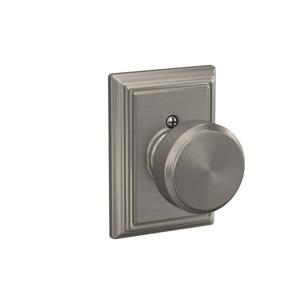 Schlage Bowery Knob with Addison Rosette Satin Nickel