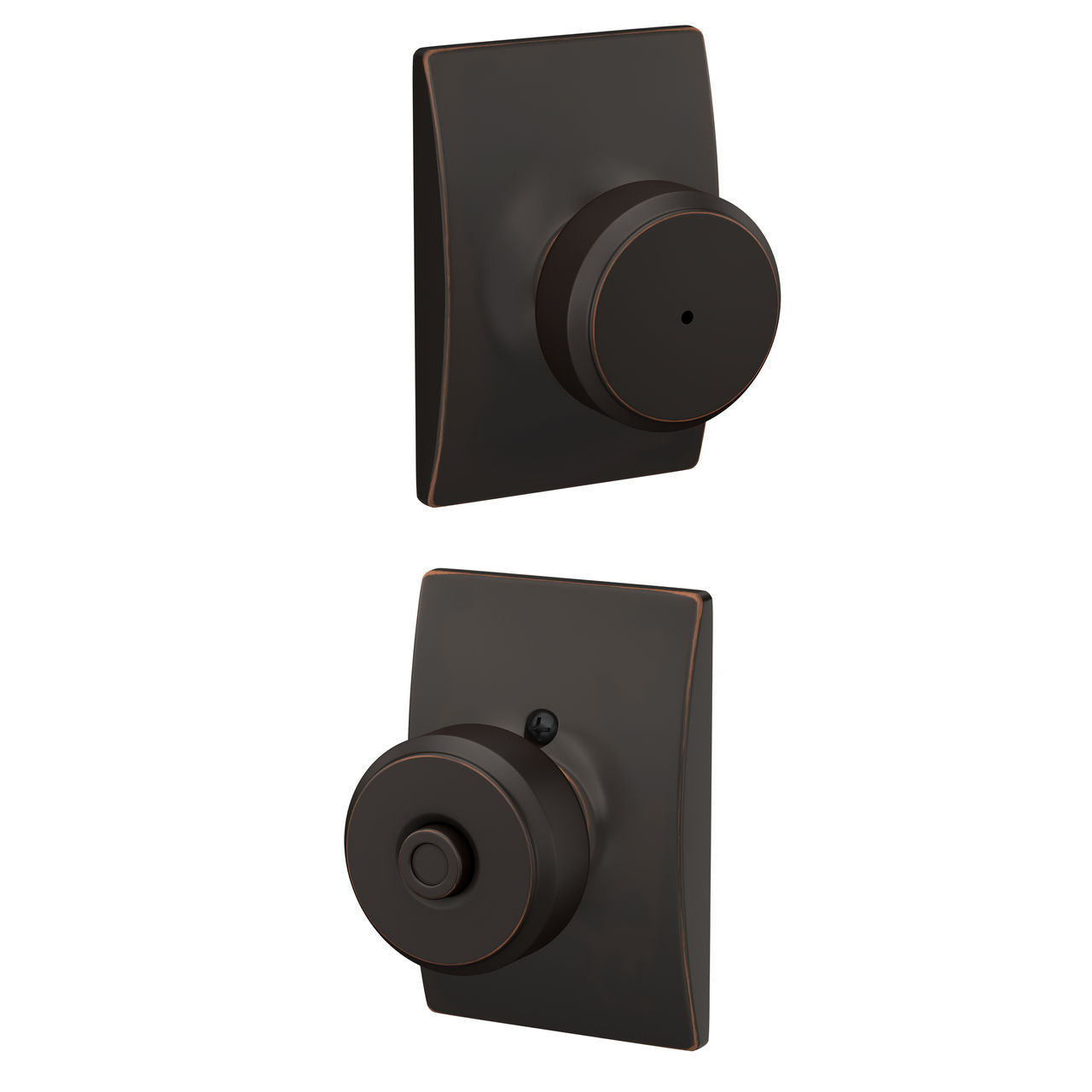 Schlage Bowery Knob With Century Rosette Aged Bronze