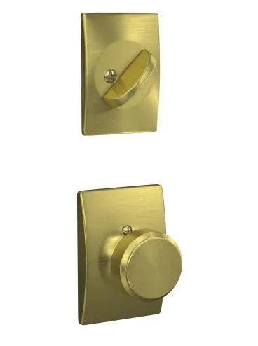 Schlage Bowery Knob With Century Rosette Interior Active Trim - Exterior Handleset Sold Separately in Satin Brass finish