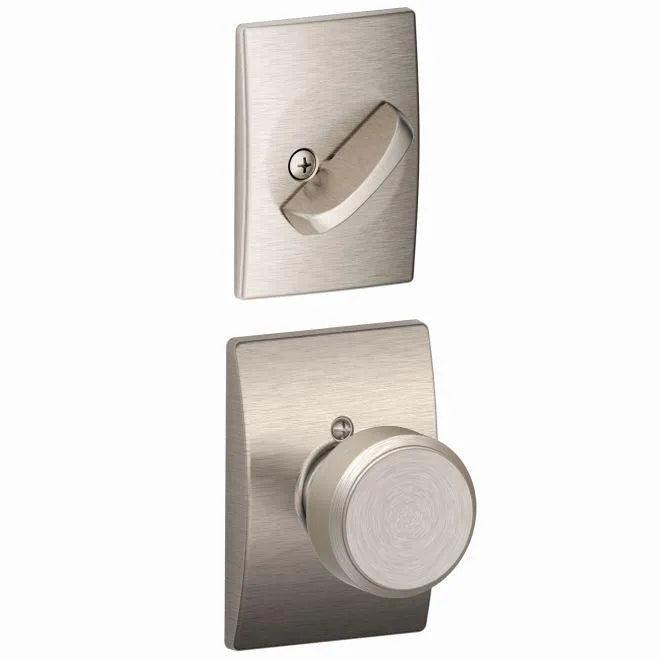 Schlage Bowery Knob With Century Rosette Interior Active Trim - Exterior Handleset Sold Separately in Satin Nickel finish
