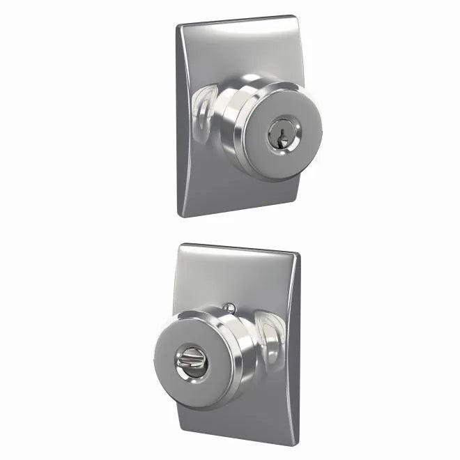 Schlage Bowery Knob With Century Rosette Keyed Entry Lock Bright Chrome