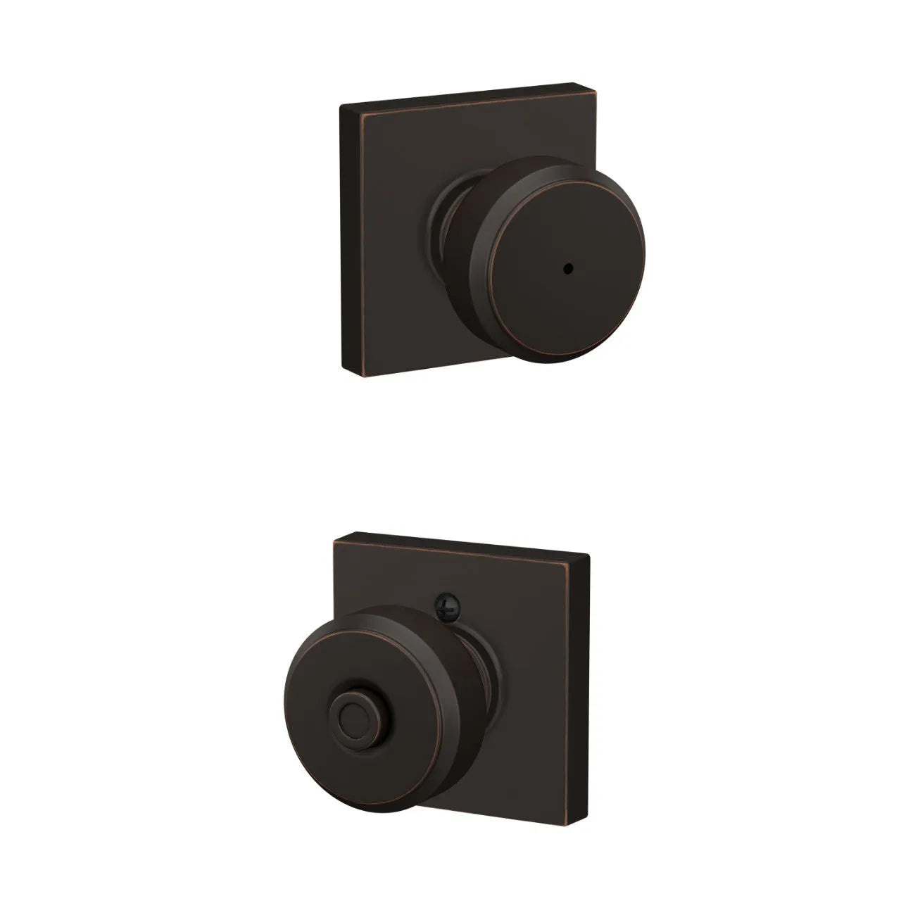 Schlage Bowery Knob with Collins Rosette Aged Bronze