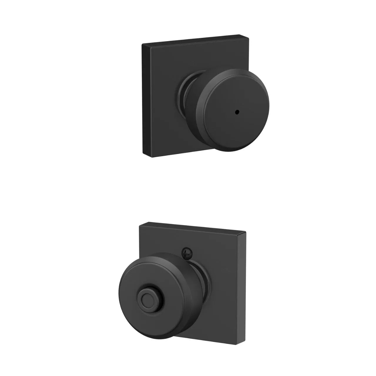 Schlage Bowery Knob with Collins Rosette Flat Black