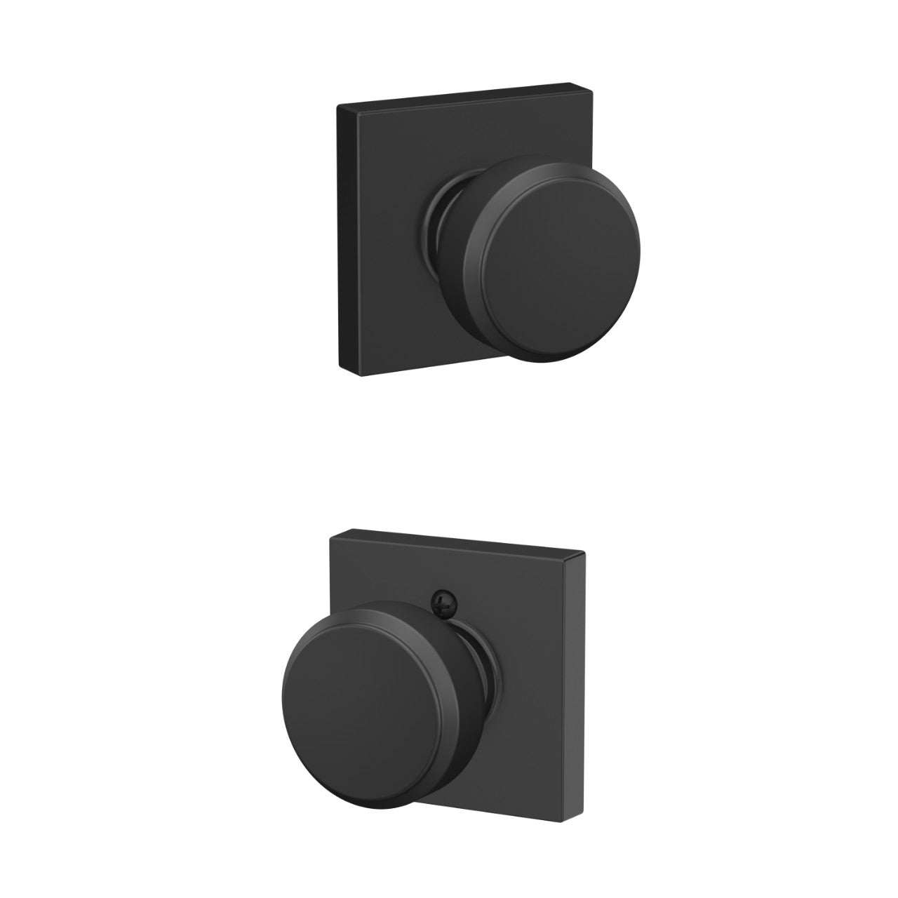 Schlage Bowery Knob with Collins Rosette Flat Black