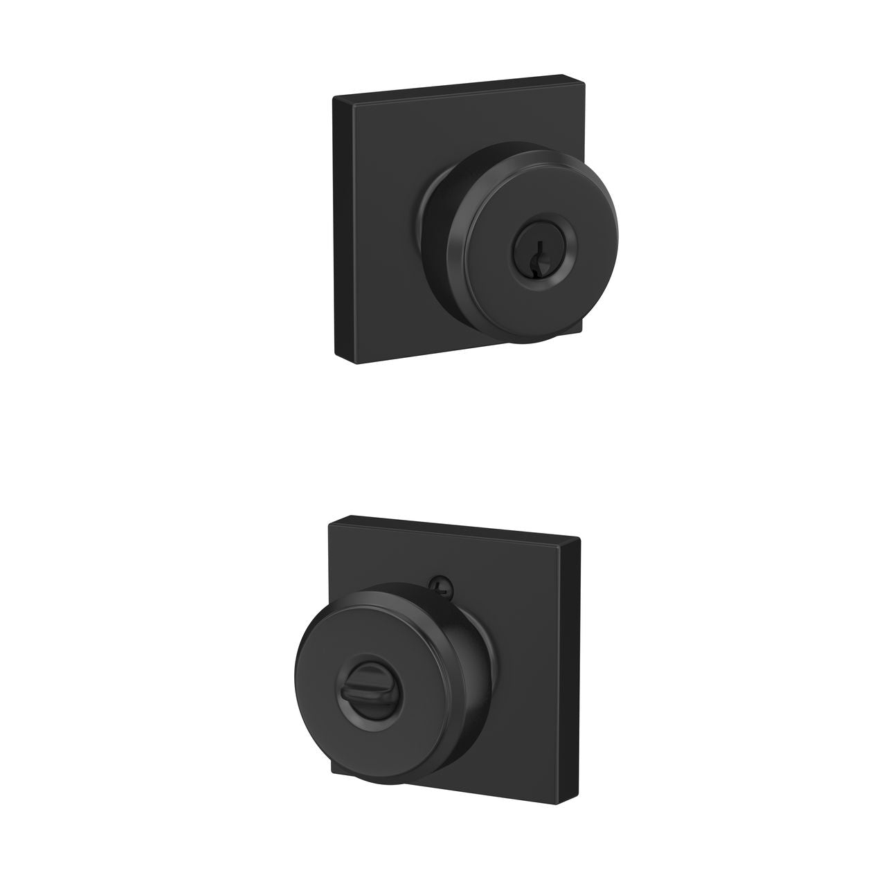 Schlage Bowery Knob with Collins Rosette Flat Black