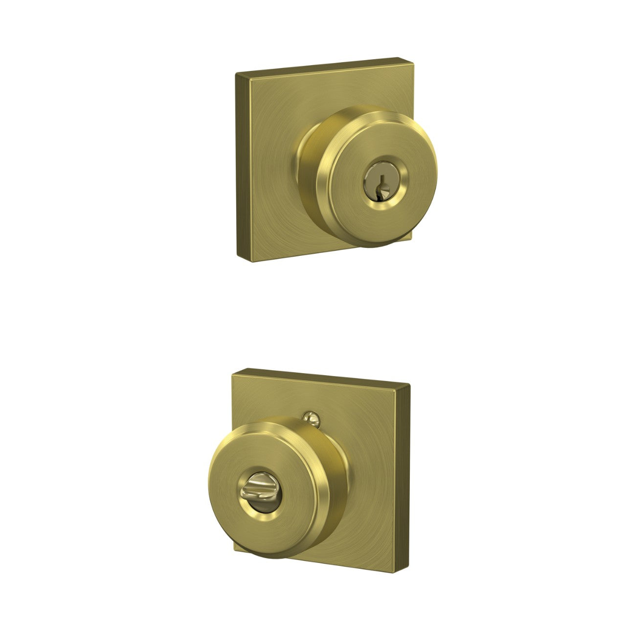 Schlage Bowery Knob with Collins Rosette Satin Brass