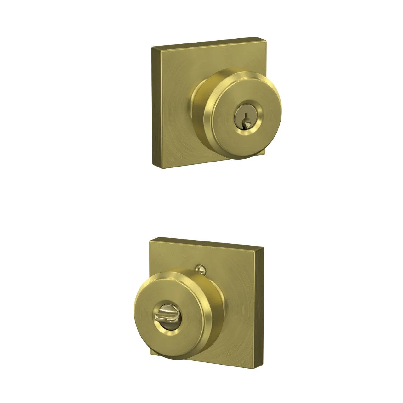 Schlage Bowery Knob with Collins Rosette Satin Brass