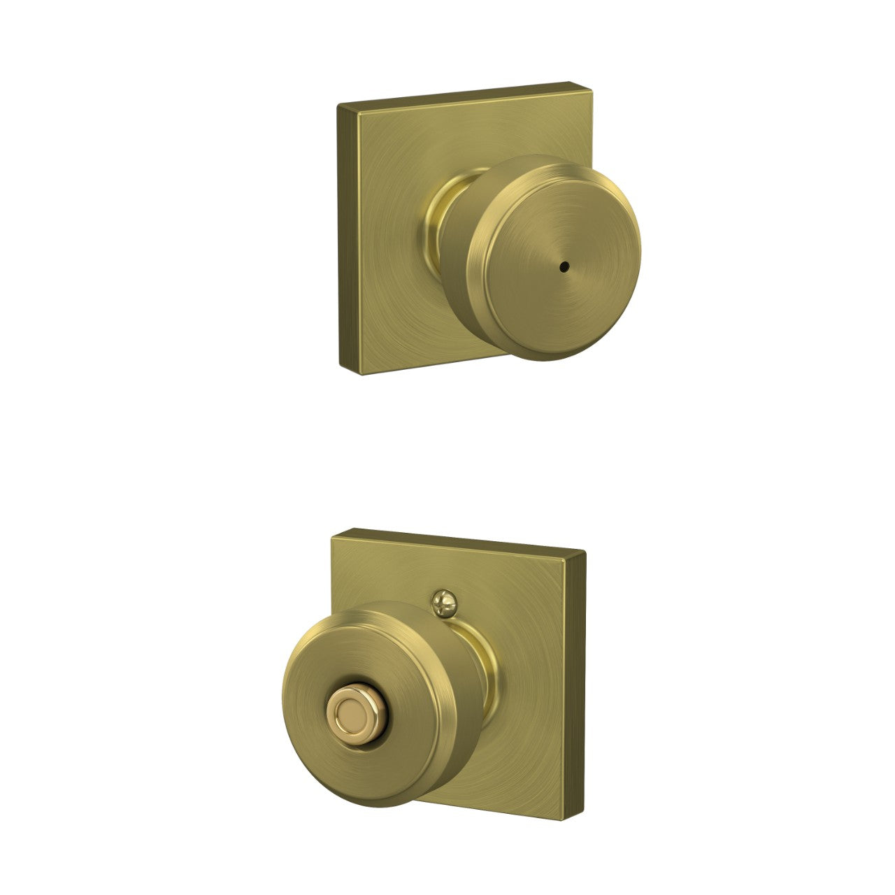 Schlage Bowery Knob with Collins Rosette Satin Brass