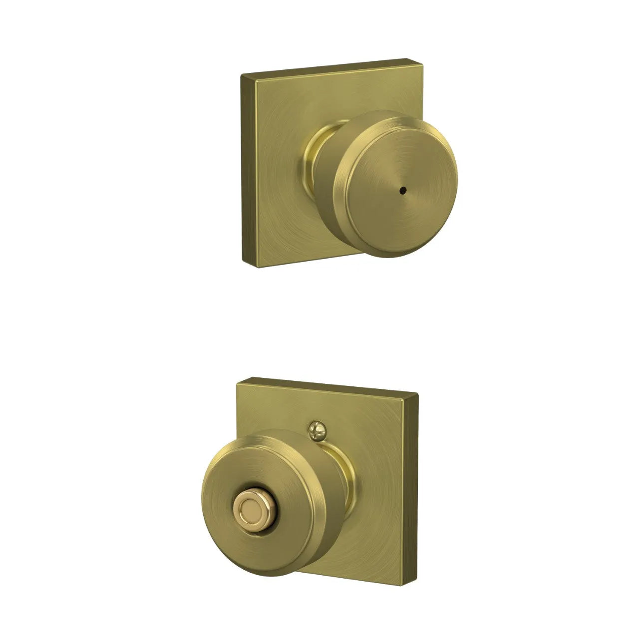 Schlage Bowery Knob with Collins Rosette Satin Brass