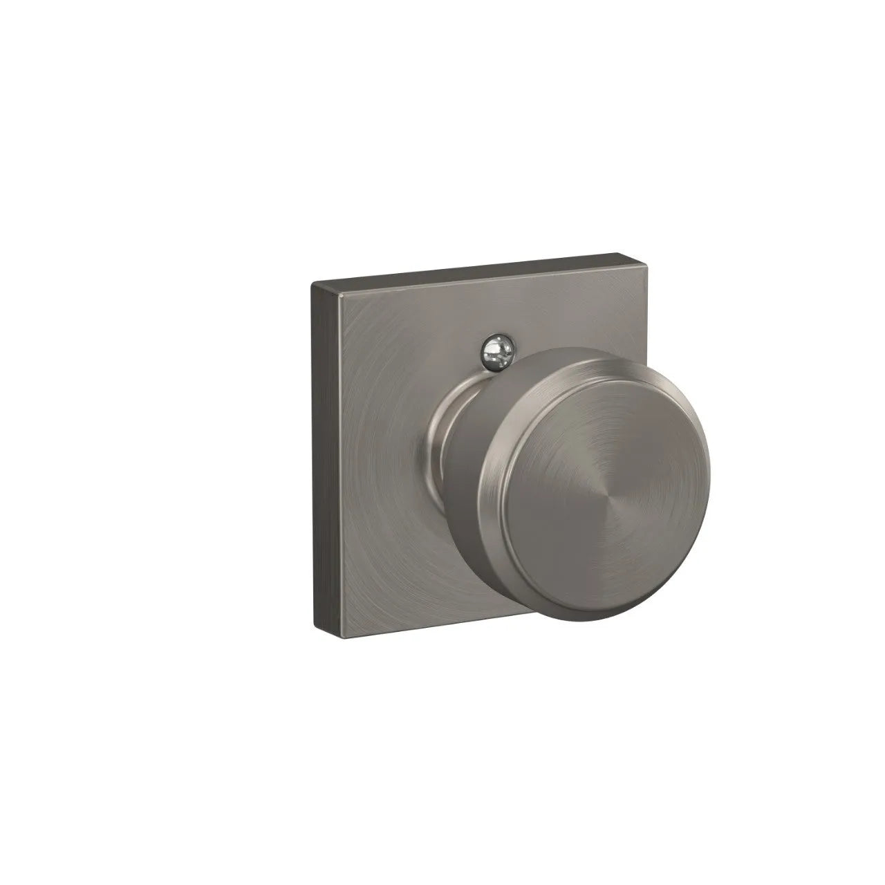 Schlage Bowery Knob with Collins Rosette Satin Nickel