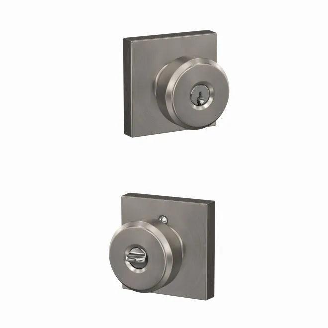 Schlage Bowery Knob with Collins Rosette Satin Nickel