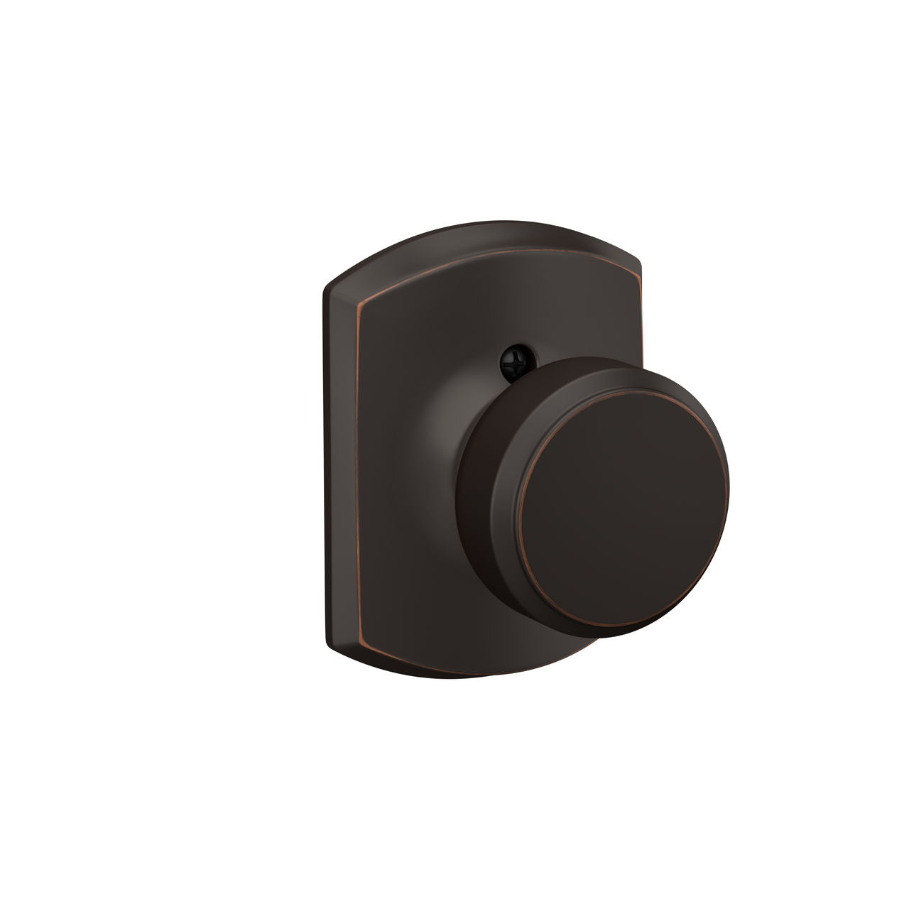 Schlage Bowery Knob with Greenwich Rosette Aged Bronze