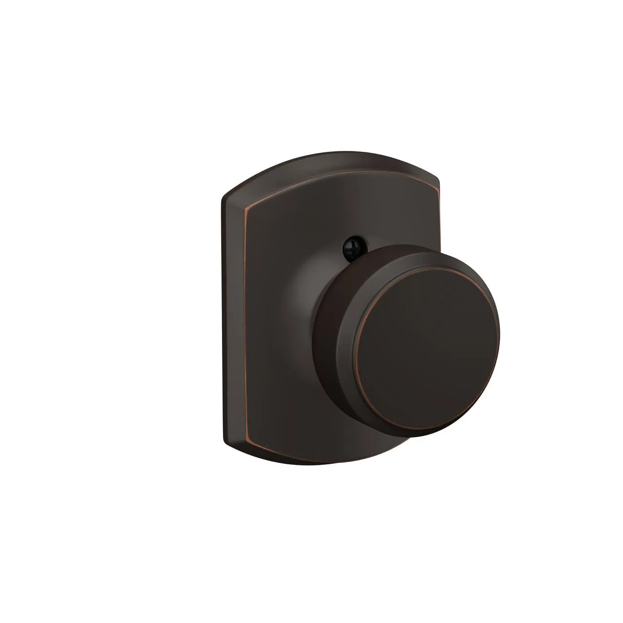 Schlage Bowery Knob with Greenwich Rosette Aged Bronze