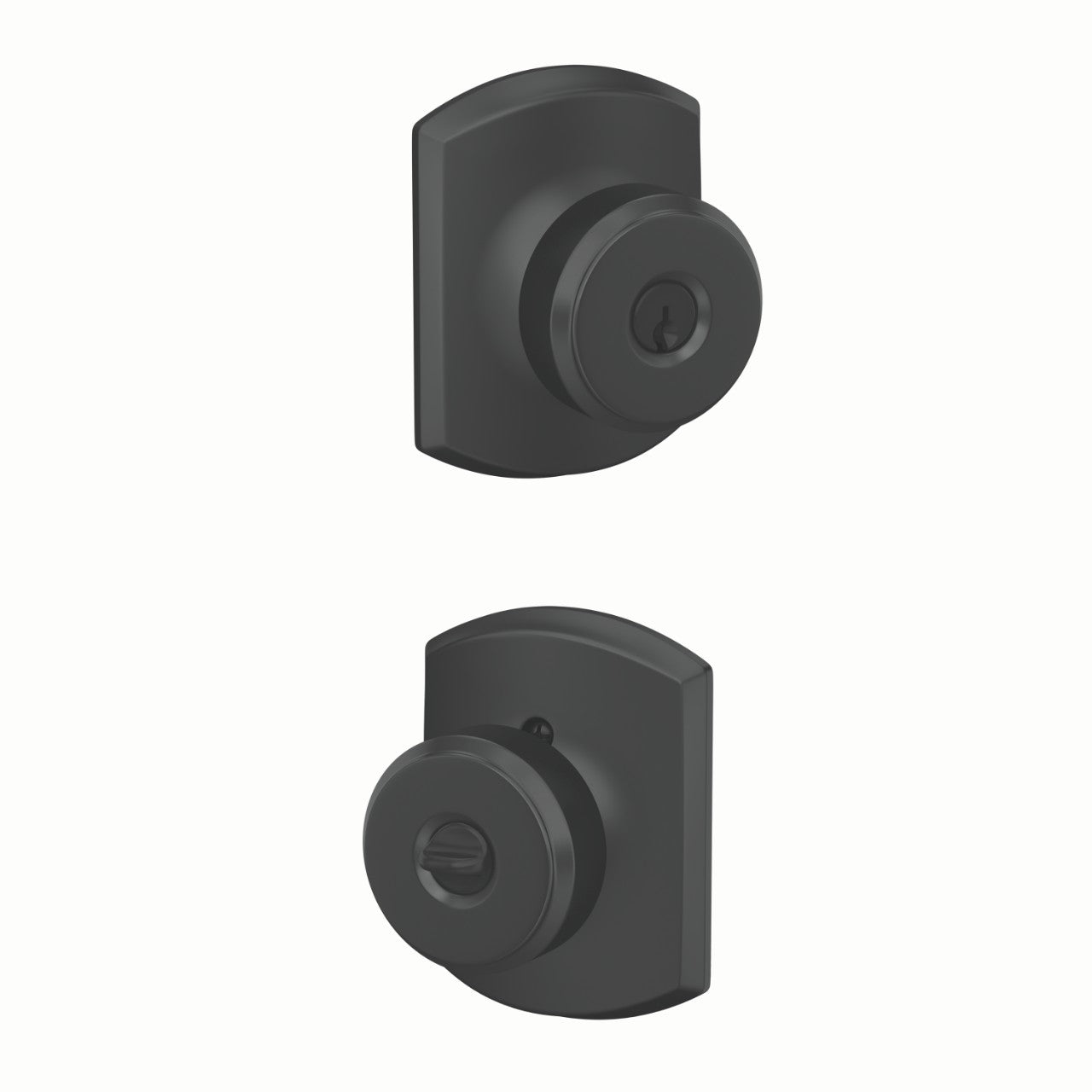 Schlage Bowery Knob with Greenwich Rosette Flat Black